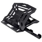 Amazon Basics ABS 2-in-1 Laptop and Mobile Stand, Ergonomic, Adjustable Height, Anti-Slip Base, Heat Dissipation, Portable, Lightweight, Compatible with All Laptops Up to 15.6″ (Black)