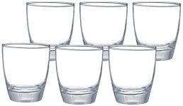 Amazon Brand – Solimo MEA Whisky Glass Set, 380ml, Set of 6, Transparent