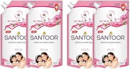 Santoor Mild Gentle Hand Wash 675ml, Pack of 4 with Goodness of Lotus & Tulsi| Rich Lathering Formula with Anti-Bacterial Properties| Soft on Hands| Soothes & Hydrates Skin