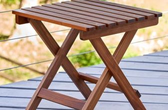 VDIX Handmade Wooden Outdoor Adirondack Natural Brown Foldable Coffee Table, Patio End Table for Poolside Garden, Living Room, Bedroom, Small Spaces (Square) 13 Inch