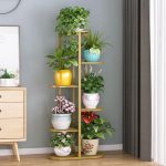 Bee Creative A Trendy Ultra Luxury Metal 6 Tier 7 Potted Plant Stand Multiple Flower Pot Holder Display For Indoor Outdoor Size- Hxl 41X18 Inch (Gold, Corner Shelf) – Free Standing