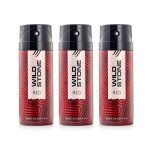 Wild Stone Red Long Lasting Body Deodorants for Men, Pack of 3 (225 ml Each),Spray