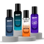Beardo Everyday Essential Combo for Men- LSD ,Whisky Smoke Firebomb, Mariner & Legend Perfume for Men (20ml x 4) | Long Lasting Fragrance | Long Lasting Perfume for Men | Gift for Men | Gift for Friend