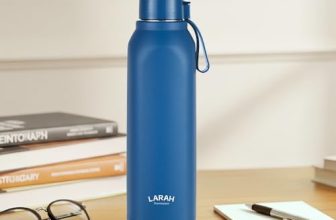 Larah by Borosil 700 ml Cube Blue Stainless Steel Water Bottle | Made in India Pu Insulated Thermoware | Leakproof, BPA Free| Bottle for Office, School, College & Gym, Daily Use | 1 Year Warranty