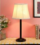 tu casa Off White Cotton Shade with Black Metal-Iron Base Table Lamp | Elegant Bedside & Desk Lamp for Bedroom, Living Room, Office, Home Décor & Gifting (Height : 22 Inch/No Blub Included)