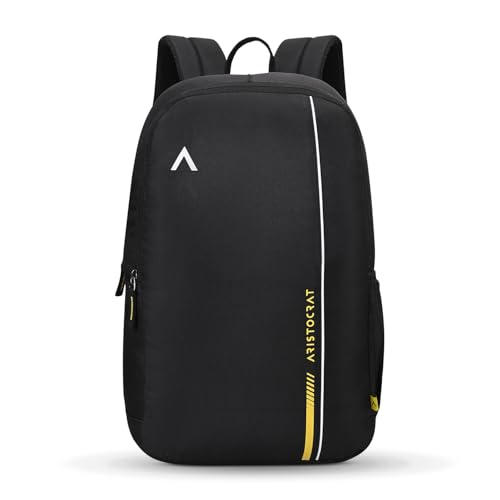 Aristocrat Nova 15L Laptop Backpack for Men & Women with Bottle Pocket | Padded Shoulder Straps, Multi Compartments | Travel & College Bag | Dark Black