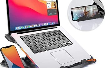 STRIFF Laptop Tabletop Stand, Adjustable Laptop Computer Stand, Multi-Angle, Portable Foldable Laptop Riser Notebook Holder Compatible for 9 to 15.6 Laptops (Black)