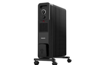 PHILIPS 11 Fin Oil Filled Room Heater (OFR) | M-Shaped fins for faster, uniform heating | Two Knob Controls for temperature & heat modes | Tilt & Auto Shut-Off Safety | PTC Fan Heater for quick warmth