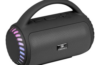 Zebronics Portable Bluetooth Speaker, 8W, Upto 5 Hours Playback, BTv5.3, mSD, TWS, USB, 8 Multi-Color LED Modes, Call Function, Type-C Charge, Deep Bass, Carry Handle (County 5 Plus, Black)
