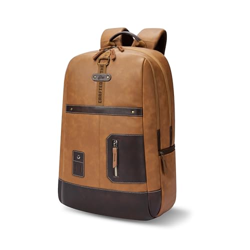 Gear Classic 6 18″/31L Antitheft Large Faux Leather Water Resistant Laptop backpack/Laptop backpack/Casual Backpack/Daypack/Travel Backpack/College Bag For Men/Women(Tan-Brown)