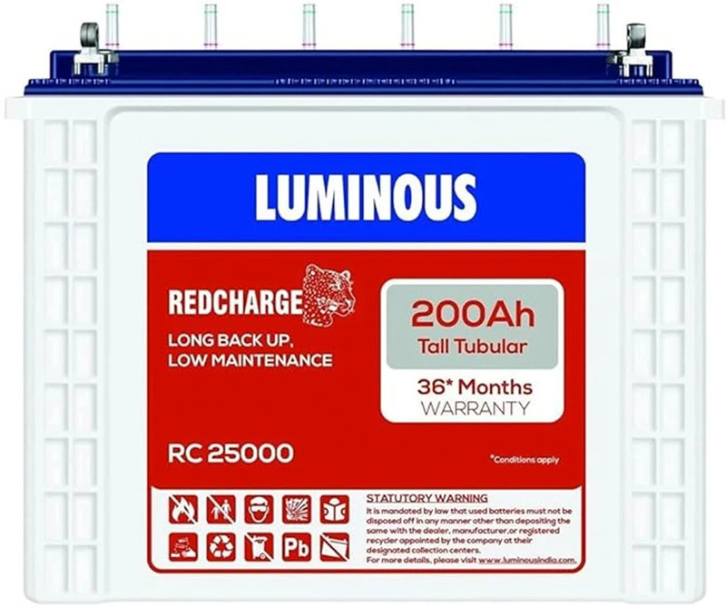 LUMINOUS 36 Months Warranty Tubular Inverter Battery(200 Ah, RC25000)