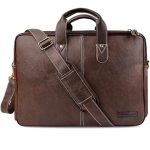 Amazon Basics Men’s Synthetic Leather Office Laptop Bag | Fits Up to 14/15.6/16 Inch Laptop/MacBook | Adjustable Handle | Shoulder Strap | (Tan)