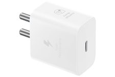 Samsung Original 25W USB Type-C Travel Adaptor Without Cable for Google Pixel, Xiaomi, Motorola, iPhone, Samsung Galaxy Tab S/A Series, Galaxy S10/M54/M55/A80/A90/S25/S24, White