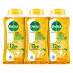 Dettol Lime Fresh Body Wash and Shower Gel Bottle for Women and Men (Pack of 3 – 250ml each) | Soap-Free Bodywash | 12hr Complete Odour Protection
