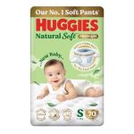 Huggies Natural Soft Premium Baby Diaper Pants, Our No.1 Soft Pants, Small (S) Size (4-8 Kgs), Pack of 70 diapers | Cloud Softness All over with India’s 1st Cloud Touch BeltTM