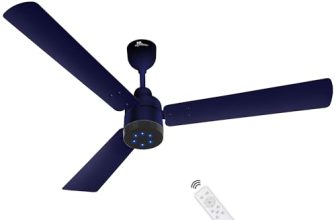 RR Signature BrightAir 1200mm BLDC Ceiling Fan with Remote Control | BEE 5 star Rated Energy Efficient Ceiling Fan | High Air Delivery with LED Indicators | 2 Year Warranty (Silent Blue)