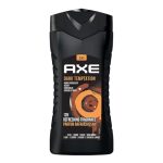 Axe Dark Temptation 3 In 1 Body, Face & Hair Wash for Men, Long-Lasting Refreshing Dark Chocolate Fragrance Natural Origin Ingredients, Removes Odor & Bacteria, Dermatologically Tested, 400ml