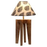 tu casa Table Lamps with Mango Wood Base & Off-White Black Leaf Cotton Shades for Home Décor, Bedrooms, Living Room, Gifting, Diwali, Dining Space, Study Room, Hall (Height- 45cm) – Bulb not Included