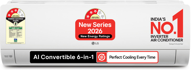 LG 2026 Model 1.5 ton 3 Star Split Smart Inverter Faster Cooling and Energy Saving, AI Convertible 6-in-1 Cooling, Him Clean, VIRAAT Mode and Diet Mode Plus AC AC(AS-Q18JNXE, White)