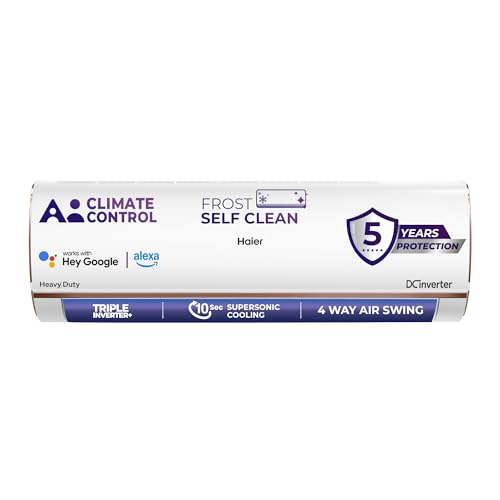 Haier 1 Ton 4 Star AI Climate Control Smart Split AC (3470W, Triple Inverter, Copper, Wi-Fi, 4-Way Swing, 7 in 1 Convertible, HD Filter, Cools at 60°C, 20 Mtrs Air Throw – HSU13K-PYAIR4BN-INV, White)