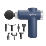 Lifelong Gun Massager for Pain Relief – 8 Massage Heads, 6 Speed Modes, Rechargeable, Quiet 20W Motor, Lightweight & Portable Deep Tissue Massager for Back, Neck, Legs & Travel Use