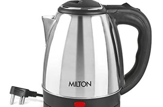 Milton Euroline Go Electro 1.5 Stainless Steel Electric Kettle, 1.5 Litres, Silver, Power Indicator, 1350 Watts, Auto Cut-off, Detachable 360 Degree Connector, Boiler for Water, Instant noodles