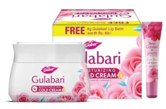 Dabur Gulabari Moisturizing Cold Cream 100gm + Lip Balm 8gm (Free) | With Goodness of Natural Rose Oil & Vitamin E | Intense Hydration and Deep Moisturization | For Smooth & Soft skin | All Skin types