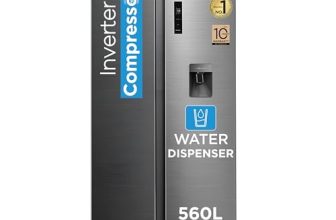 Midea 560 L Side by Side,Frost Free Refrigerator|Water Dispenser |Inverter Compressor (MDRS704FGF46 Bru Steel),Grey