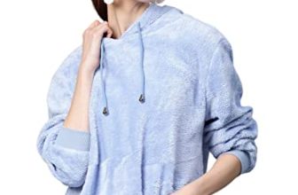 SASSAFRAS Blue Hooded Faux Fur Sweatshirt