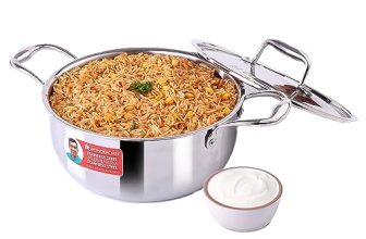 Wonderchef Nigella Tri-ply Stainless Steel 22 cm Casserole | 3.2 litres | 2.6mm Thickness | Induction Base | Compatible with All cooktops | Riveted Cool-Touch Handle | 10 Year Warranty