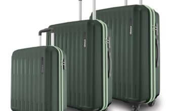 Safari Genius Alley Set of 3 (Cabin + Medium + Large) Trolley Bags Hard Case Polypropylene, 4 Wheels, 360 Degree Wheeling Luggage, Suitcase for Travel, Trolley Bags for Travel, Deep Forrest