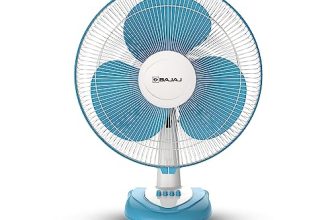 Bajaj Frore Neo Table Fan 400 MM | Table fans for Home & Office |Aerodynamically Balanced Blades| 100% CopperMotor| HighAir Delivery|3-Speed Control| 2-Yr Warranty 【Blue】