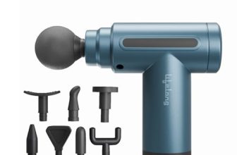 Lifelong Gun Massager For Pain Relief – 8 Massage Heads, 6 Speed Modes, Rechargeable, Quiet 20W Motor, Lightweight & Portable Deep Tissue Massager For Back, Neck, Legs & Travel Use, Blue