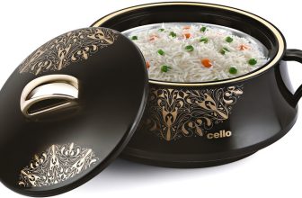 cello Midas Inner Steel and Outer Plastic Insulated Casserole | Hot Pot | Black Serve Casserole(1500 ml)