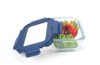 SignoraWare Secure N Store Borosilicate Glass Rectangular Container | Airtight Seal | Microwave Safe | Reheating & Baking | Stylish & Practical | Organized Fridge Storage (370ml | Clear)