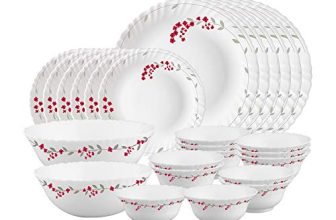 Larah by BOROSIL Opalware Dinner Set – 26 Pieces, White
