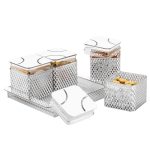 PEARLPET Fiesta Air-Tight Dry Fruit Container Tray Set With Lid & Serving Tray, Airtight Plastic Storage Container Set 500 ml | Set of 4 | Silver