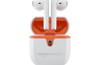 amazon basics True Wireless in-Ear Earbuds with Mic, Touch Control, IPX5 Water-Resistance, Bluetooth 5.3, Up to 36 Hours Play Time, Voice Assistance and Fast Charging (White)