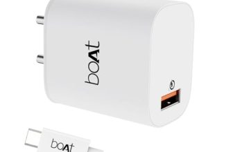 Boat 18W QC 3.0 with Fast Charge, Smart IC Protection, Auto Detection for Samsung, Xiaomi & Android Users with Type C to Type C Cable,White