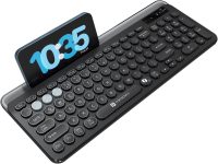 Portronics Bubble 3.0 Wireless Bluetooth Rechargeable Keyboard,Dual Height Adjustment Bluetooth, Wireless Standard Laptop Keyboard Compatible with Laptop, Desktop(Black)