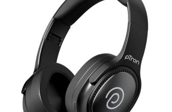 pTron Studio Pro w/ 65Hrs Playtime, Wireless Over Ear Headphones w/HD Mic & TruTalk AI-ENC Calls, Low-Latency Game & Music, 40mm Drivers, BT5.4, Dual Device Pairing & Type-C Fast Charging (Jet Black)