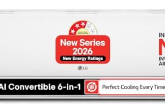 LG 1.5 Ton 3 Star, New star rated, Smart Inverter Split AC (Copper, AI Convertible 6-in-1, Faster Cooling & Energy Saving, Diet Mode+, HD Filter with Anti-Virus Protection,Him Clean, AS-Q18JNXE,White)