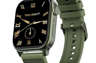 Fire-Boltt Rise Force Smart Watch 1.85” Display, Nylon–Fluoroelastomer Hybrid Strap, Rotating Crown, Bluetooth Calling, Dual Button Control, Metal Body Smartwatch for Men and Women Moss Olive