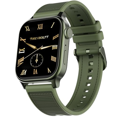 Fire-Boltt Rise Force Smart Watch 1.85” Display, Nylon–Fluoroelastomer Hybrid Strap, Rotating Crown, Bluetooth Calling, Dual Button Control, Metal Body Smartwatch for Men and Women Moss Olive