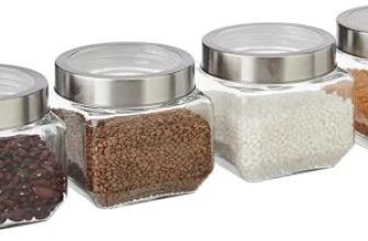 Amazon Brand – Solimo – Set of 4 Glass Jars – 910 ml – BPA-free, Airtight, Transparent