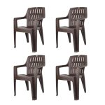 Cello Ritzy Chair Set of 4, Matte Brown | Unbreakable, Durable & Strong | Blended PP Material, Easy to Clean | Plastic Chair for Living Room, Home & Office | 3 Years Warranty – Manufacturing Defects