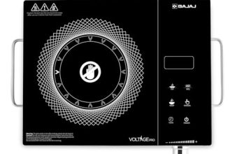 Bajaj IRX 220F Infrared Induction Cooktop | 2200 Watts | 11 Power Level | 3 Preset Menu | Feather Touch Controls | Digital display | 1 Year Warranty 【Black/Silver】