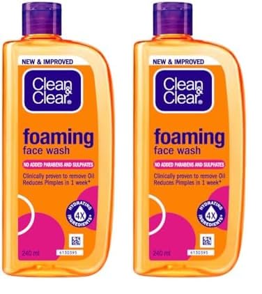 Clean & Clear Foaming Facewash for Oily Skin, Brown, 240ml (Pack of 2)