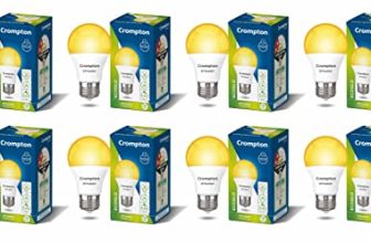 Crompton Dyna Ray 7W Round E27 LED Warm White Pack of 8