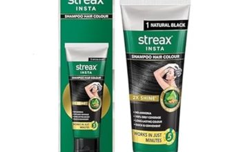 Streax Insta Shampoo Squeeze Pack Hair Colour For Unisex,Natural Black 1,200Ml|Hair Colour Black|100% Grey Coverage |Long Lasting Hair Color,Easy To Use| Ammonia Free Hair Color,No Paraben & Sulphate